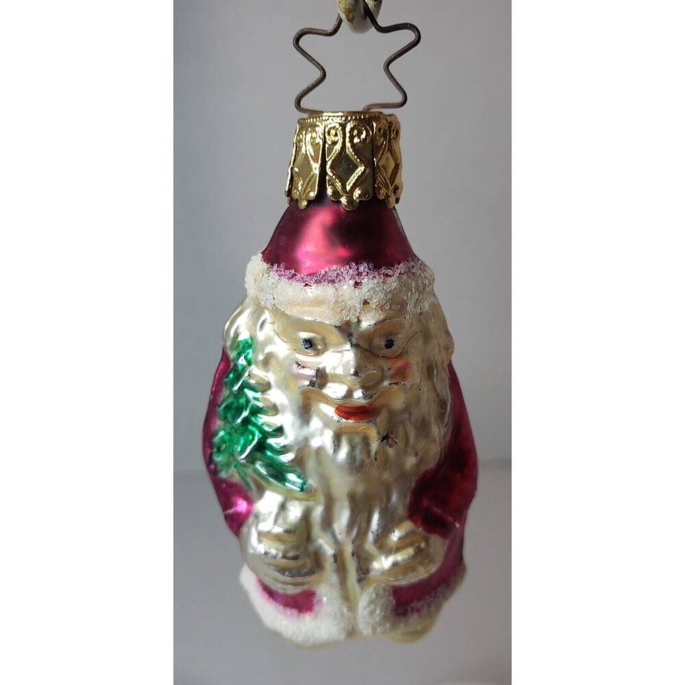 Vtg Sm Germany Mercury Glass Santa St. Nick Christmas Ornament
